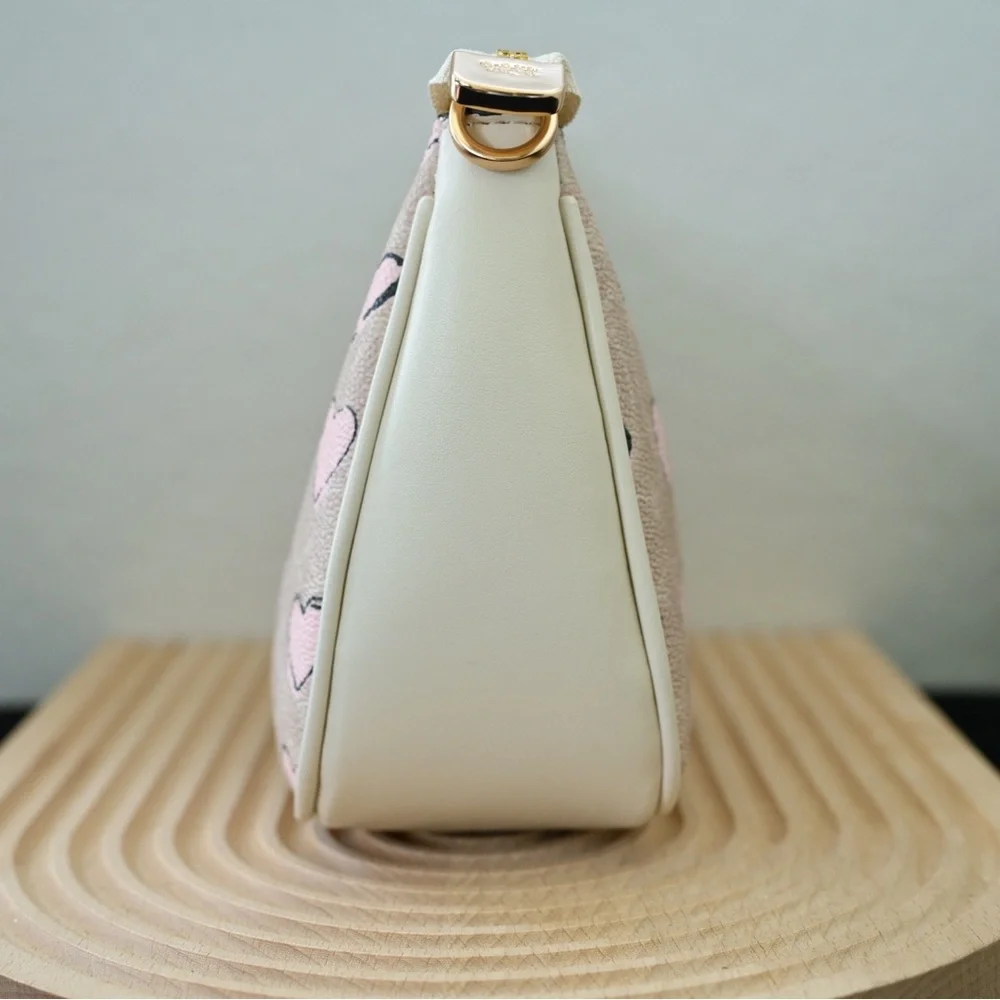 Coach Tan and Pink Heart Shoulder Bag - Picture 5 of 6